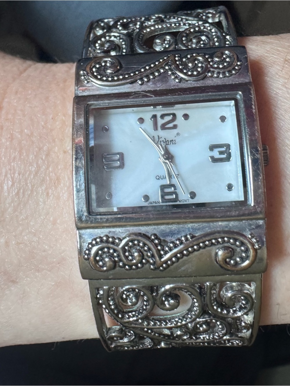 Vivani Silver-Tone Women's Decorative Bracelet Watch